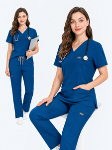 Mono de uniforme médico unisex personalizado de fábrica con envío DHL, uniforme de enfermería de una pieza con logotipo de marca privada, poliéster y rayón. - Product Image 1