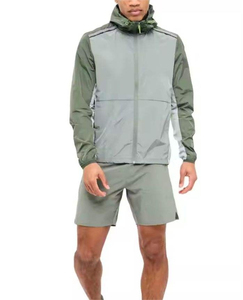 FLY HUMBLE SPORTS New Style Men's Summer Silk <b>Wind</b> <b>Breaker</b> Zip-Up Hoodie Shorts Set Plain High Quality Breathable Cheap Price - Product Image 2