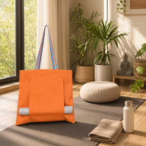 Bolsa de Lona Premium para Colgar el Tapete de Yoga |   Bolsa de Transporte Reutilizable para Esterilla de Pilates y Ejercicio, con Bolsillo Frontal Grande para Mujeres - Product Image 5