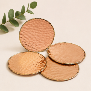 Juego de 4 Posavasos de Cobre Puro Martillado a Mano, Base Antideslizante, Diseño Moderno Ecológico para Tazas Moscow Mule y Bar - Product Image 6