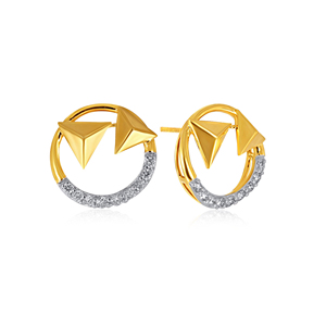 Bijoux de piercing géométriques punk en or jaune avec diamants de laboratoire taillés en triangle pour un usage quotidien, unisexe - Product Image 2