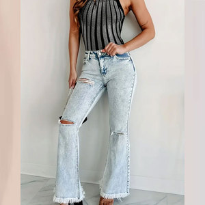Pantalon évasé de haute qualité pour femme avec logo personnalisé, prix compétitif, coupé-cousu pour la saison hivernale - Product Image 5