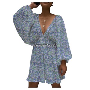 Nuevo Vestido de Fiesta de Algodón para Mujer, Estilo Linterna con Cuello en V Profundo, Elegante para Bodas, Cenas y Eventos Nocturnos - Product Image 2