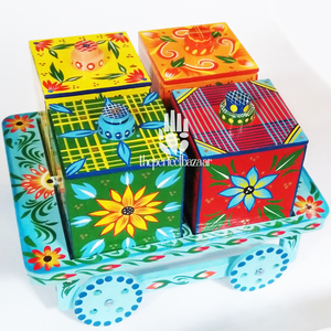 Boîte à fruits secs en bois Art Déco pour la décoration de la maison - Utilisation sur table - Cadeaux de rentrée scolaire et d'anniversaire/baptême - Ensemble de 4 pièces - Product Image 2