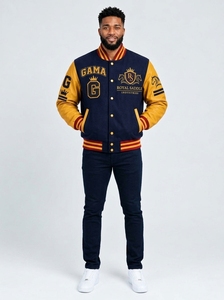 Blouson Bomber GAMA Brodé Personnalisé pour Homme, Style Universitaire Letterman, Pull d'Hiver en Polyester/Coton, Fabricant de Vêtements - Product Image 2