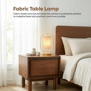 Indoor Decorative Table <b>Lamp</b> for Bedroom Living Room Cotton Shade Bedside Light with On Off Button at Wholesale Price - Product Image 2