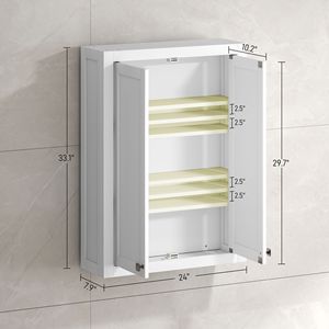 Mobile da Bagno Moderno Bianco da Parete con 2 Ante e 2 Ripiani Regolabili - Product Image 3