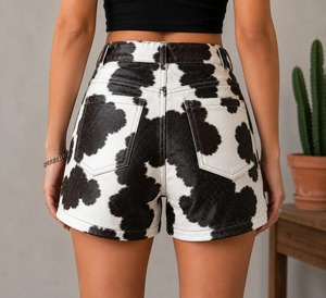 Shorts en cuir de vachette pour femmes, cuir véritable de qualité supérieure, taille haute, mode moderne, streetwear décontracté, style designer, sur mesure en gros - Product Image 4