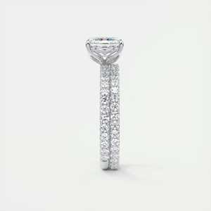 Anillo de compromiso con diamante cultivado en laboratorio de 2.50 quilates, corte Asscher, con pavé floral y engaste francés en oro blanco de 14K - Product Image 5