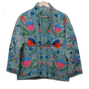 Chaqueta TNT con Bordado a Mano, Diseño Floral, Algodón Ecológico, Estilo Vintage Suzani, Informal, para Fiestas de Invierno/Primavera - Product Image 6