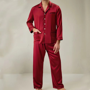 Ensemble de pyjama pour homme PHANTOM IMPEX, taille plus, manches longues, respirant, 100% soie de mûrier, imprimé satiné, toutes saisons, vêtements de maison - Product Image 3