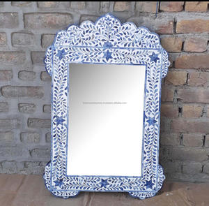 Modern Style Black Floral Bone and Resin Inlay Framed Full-Size Luxury Wood <b>Wall</b> <b>Mirror</b> <b>Decor</b> for Apartments and Buildings - Product Image 6