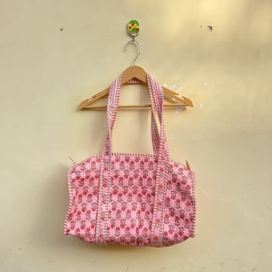 Sac fourre-tout matelassé léger vintage bohème de couleur unie, grande capacité, en coton, pour femmes, toutes saisons - Product Image 1