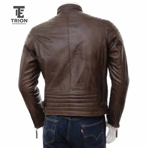 Veste en cuir pour homme, style motard, col rabattu, fermeture éclair, nouvelle édition, couture machine, veste en cuir tendance - Product Image 2