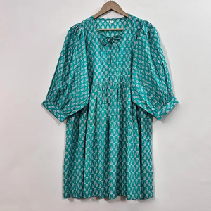 Vestido Oversize Casual Midi para Mujer, Tejido 100% Algodón, Estampado Floral Liso, Forro de Algodón, Manga Corta, Cintura Imperio, Estilo Babydoll - Product Image 2