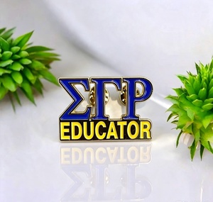 Spilla da Bavero Personalizzabile SGRHO Sigma Gamma Rho per Avvocato, Consigliere Principale, Manager, Educatore, Numero Capitolo, Oro Blu Reale - Product Image 1