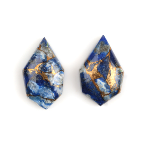 Qualité supérieure 10x17mm Forme fantaisie bleue Lapis-lazuli naturel de Mohave Cuivre Poli haute brillance Opaque Calibré en vrac - Product Image 1