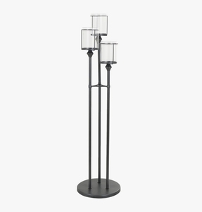 Black Metal Handmade Eco-Friendly Floor Candle Holder 3 Glass <b>Hurricanes</b> Tall Stand Candelabra Floor <b>Lantern</b> Pillar Candles Home - Product Image 4