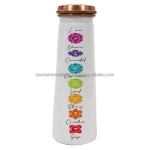 Botella de cobre con etiqueta y acabado pulido, hecha a mano en India, con beneficios para la salud, botella de agua potable de cobre puro. - Product Image 6