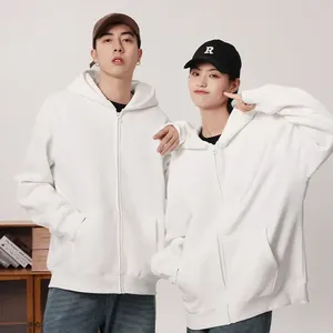 500g Lamb Fleece Zippered Hoodie Wholesale Custom Oversize Hoodies - Product Image 3