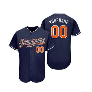 Maillot de baseball imprimé gris marine pour homme, manches courtes, boutonné, personnalisable avec nom et numéro sur le devant, uniforme sportif éco-responsable pour équipe - Product Image 6