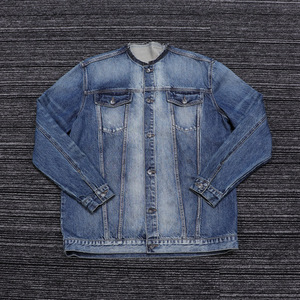 เสื้อแจ็คเก็ตยีนส์วินเทจแบบยูนิเซ็กซ์ รุ่น Custom สำหรับผ้าเดนิมขอบดิบ ทรงหลวม สไตล์ลำลอง ปกตั้ง แต่งผ้าแบบ Patchwork มีกระเป๋าเสื้อ สตรีทแวร์ - Product Image 1