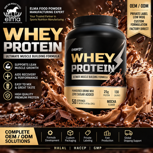 Fournisseur de poudre de protéines de lactosérum à la vanille en marque privée en Malaisie, fabrication OEM de shakes WPC sur mesure, croissance musculaire pour adultes, 20-29g - Product Image 1