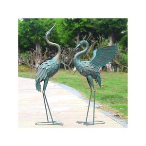 Ensemble de jardin moderne en métal en forme de héron, décoration extérieure, pièce d'art en aluminium pour la cour et le patio, statue de héron grandeur nature en bronze - Product Image 3