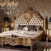 Ensemble de chambre à coucher en bois massif, fait main et sculpté à la main, taille King Size, design traditionnel élégant, style royal classique, pour maison, villa, mariage