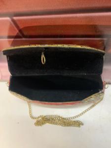 Bolso de Mano Metálico Rojo con Mosaico, Duradero, para Exteriores, con Cadena de Cuentas y Adornos Florales, para Fiestas Nocturnas, para Mujer - Product Image 3