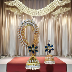 Boucles d'oreilles indiennes Style Jhumka Ensemble de boucles d'oreilles de créateur de mode Bijoux de mode indiens pour vêtements de fête pour femmes et filles - Product Image 1