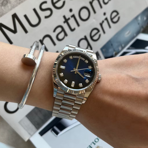 Montre mécanique automatique en acier inoxydable Sk C Factory, 36 mm, cadran bleu foncé, luxe, mode, décontractée, pour homme, haute qualité, saphir - Product Image 2