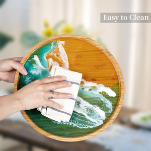 Wholesale Handmade Eco-Friendly Durable Wooden <b>Epoxy</b> Resin Luxury Oval Polished Serving Trays for Hotels Restaurants <b>Coffee</b> - Product Image 5