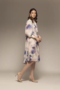 Vestido de Mujer de Excelente Calidad, Moderno, con Estampado Abstracto Blanco, Corte en A, Informal, para Fiestas y Uso Diario - Product Image 2