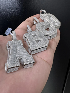 Colgante de letra personalizado con moissanita de 8 quilates, plata de ley 925, collar con inicial incrustada, joyería hip hop para hombre, VVS1, color D - Product Image 5