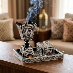 Indian Manufacture Traditional <b>Bakhoor</b> Burner Set Stylish Home Decor and <b>Oud</b> Burner for Ramadan or Eid Use Available at Sale - Product Image 6