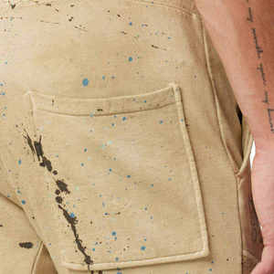 Pantalones deportivos casuales para hombre, transpirables, con efecto tie-dye, cintura alta, poliéster/algodón, para gimnasio, con logo impreso en silicona. - Product Image 6