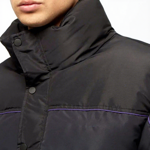 Veste matelassée pour homme à blocs de couleur, col à capuche, imperméable, respirante, coupe-vent, en polyester épais, décontractée, coupe régulière pour l'hiver - Product Image 4