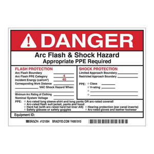 Étiquettes d'avertissement autocollantes durables Brady Arc Flash PPE Catégorie 4 4x6 Finition mate - Product Image 3