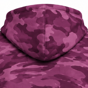 Sweat à capuche camouflage violet pour homme, imprimé camouflage personnalisé, en polaire, avec poche kangourou et cordon de serrage, style streetwear décontracté - Product Image 4