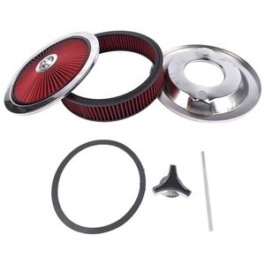 Base de Filtro de Aire Redonda de Aluminio de 14 x 3 Pulgadas, Color Rojo, con Tapa Cromada para Chevrolet SBC BBC, Categoría de Producto: Filtros de Aire - Product Image 3