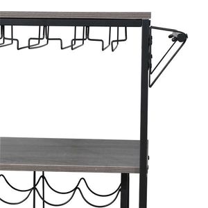 Carrello Bar Moderno in Alluminio e Legno con Portabottiglie, Arredamento per la Casa - Product Image 6
