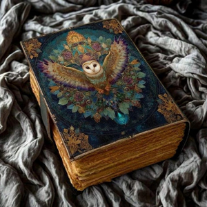 Diario de cuero genuino de 400 páginas con diseño de búho, libro de sombras clásico religioso en blanco, cuaderno de bocetos hechizado hecho a mano con papel de borde deshilachado - Product Image 4