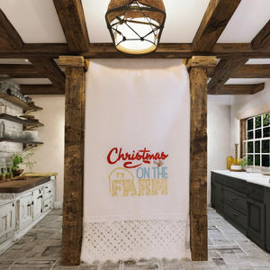 Serviette de toilette en lin pour invités, thème Noël à la ferme, serviette de cuisine rustique de style farmhouse, absorbante, en lin et coton, pour la décoration de la cuisine et de la salle de bain - Product Image 5