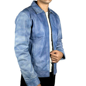 Veste polaire d'hiver pour homme bleue personnalisée la plus populaire 2026, col montant, tissu polyester/coton respirant, coupe-vent, épaisse sur le devant - Product Image 2