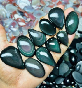 Cuarzo Ojo de Arcoíris Natural Cabujón, Formas Mixtas Ovaladas, Pera y Cojín, Pulido, Piedra Preciosa Suelta al por Mayor para Fabricación de Joyas - Product Image 4