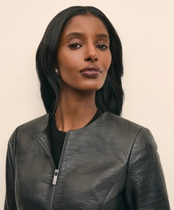 Chaqueta de Cuero con Estampado de Cocodrilo para Mujer, Prenda Exterior de Lujo, Estilo Urbano Contemporáneo, Textura Duradera, Colección de Temporada, Comodidad - Product Image 3