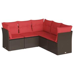 Ensemble de canapés de patio en polyrotin marron 5 pièces avec coussins, meubles d'extérieur durables - Product Image 2