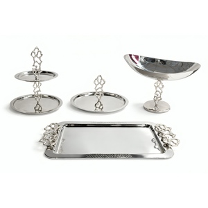 Luxury Gold Stainless Steel Serving Tray Round – Arabic Hospitality <b>Platter</b> for Ramadan Eid Majlis Serving - Product Image 1