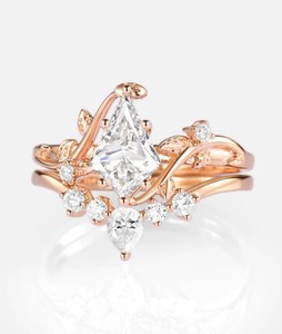 Anillo de compromiso y boda geométrico de plata de ley 925 chapado en oro con moissanita talla cometa para mujer, joyería de lujo - Product Image 6